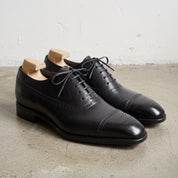 Men's Black Cap-Toe Brogue Leather Oxfords — Glaven