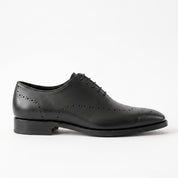 Men's Black Cap-Toe Brogue Leather Oxfords — Wensley