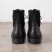 Men's Black Cap-Toe Leather and Canvas Combat Boots — Dawe