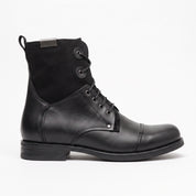 Men's Black Cap-Toe Leather and Canvas Combat Boots — Dawe