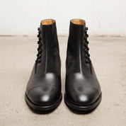 Men's Black Cap-Toe Leather Button Boots — Marlow