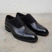 Men's Black Cap-Toe Leather Oxfords — Insley
