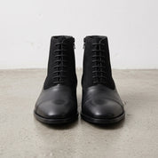 Men's Black Cap-Toe Leather and Suede Balmoral Boots — Hurleston