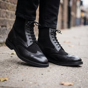 Men's Black Cap-Toe Leather Ankle Boots — Jermyn