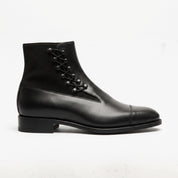 Men's Black Cap-Toe Leather Button Boots — Marlow