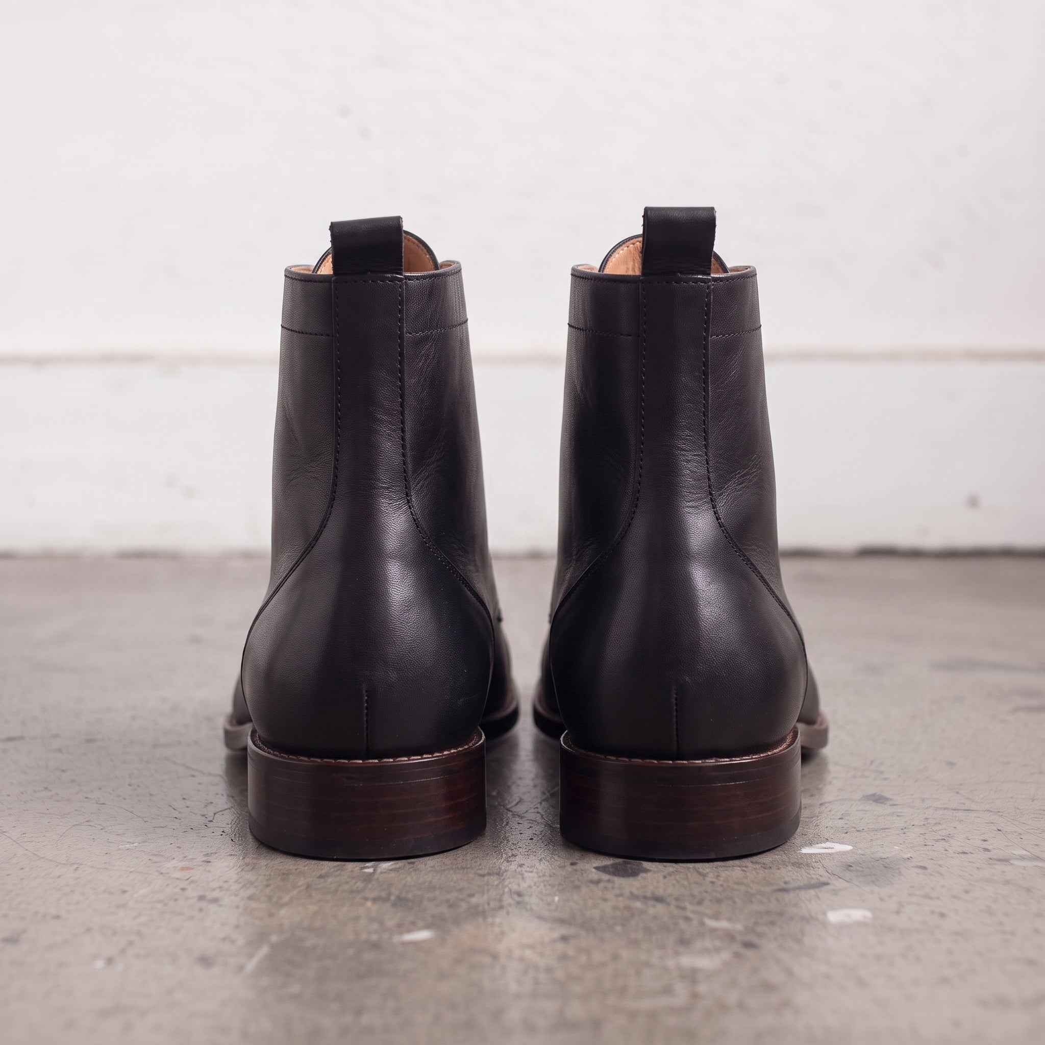 Men's Black Cap-Toe Leather Ankle Boots — Newport