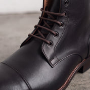 Men's Black Cap-Toe Leather Ankle Boots — Newport