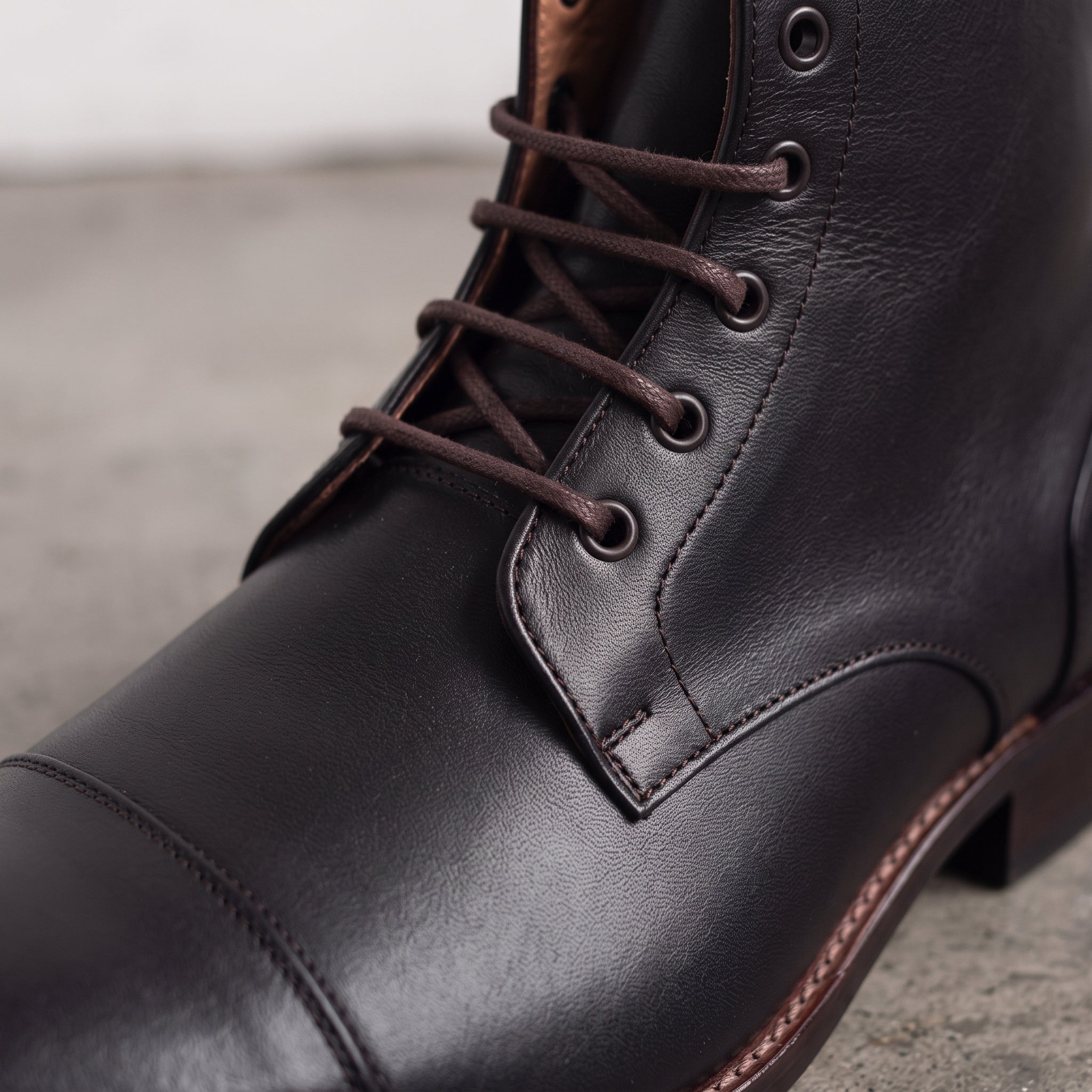 Men's Black Cap-Toe Leather Ankle Boots — Newport