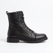 Men's Black Cap-Toe Leather Combat Boots — Storey