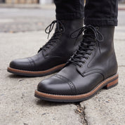 Men's Black Cap-Toe Leather Boots — Falmer
