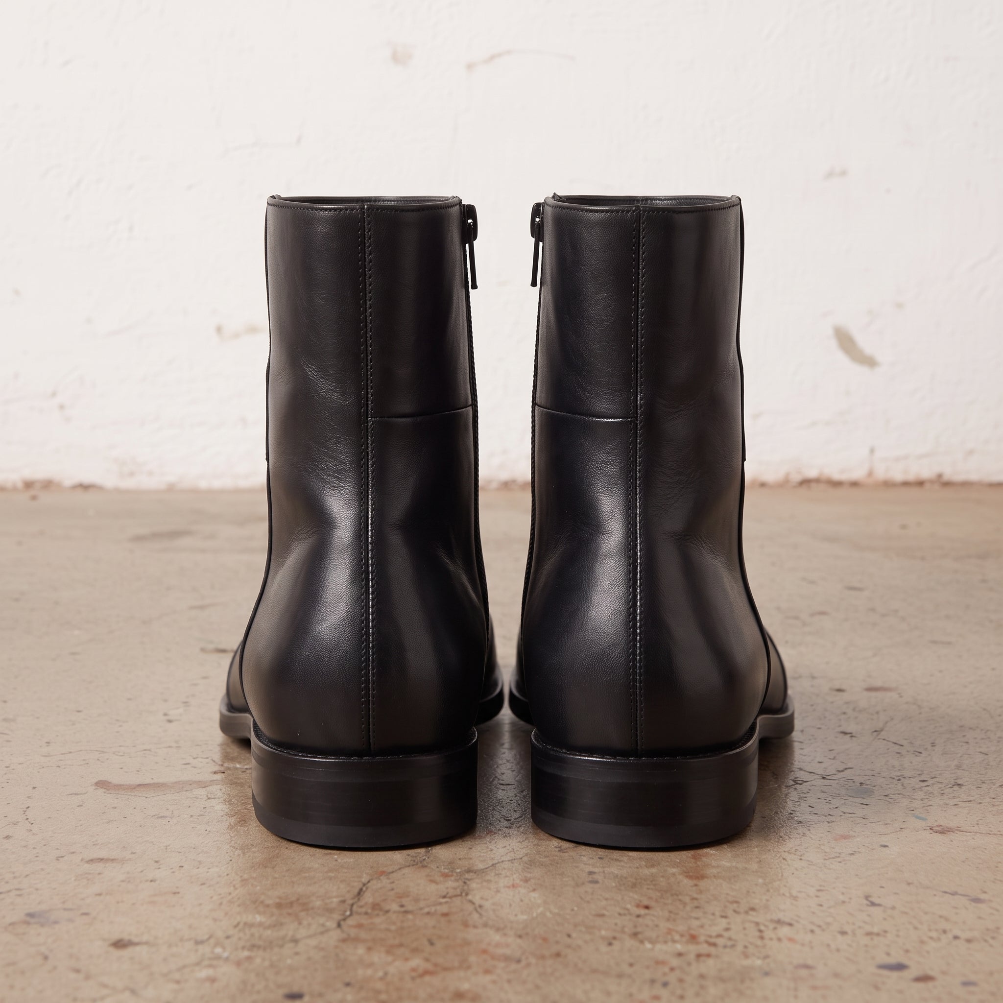 Men's Black Cap-Toe Leather Boots — Sidney