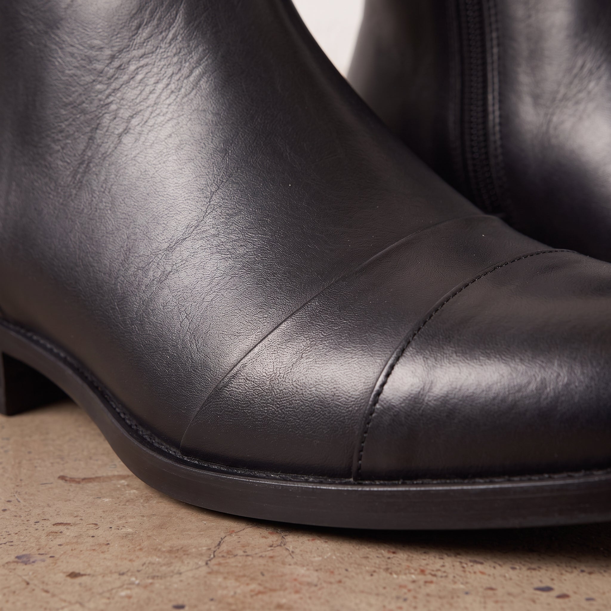 Men's Black Cap-Toe Leather Boots — Sidney