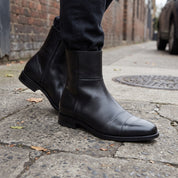 Men's Black Cap-Toe Leather Boots — Sidney