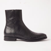Men's Black Cap-Toe Leather Boots — Sidney