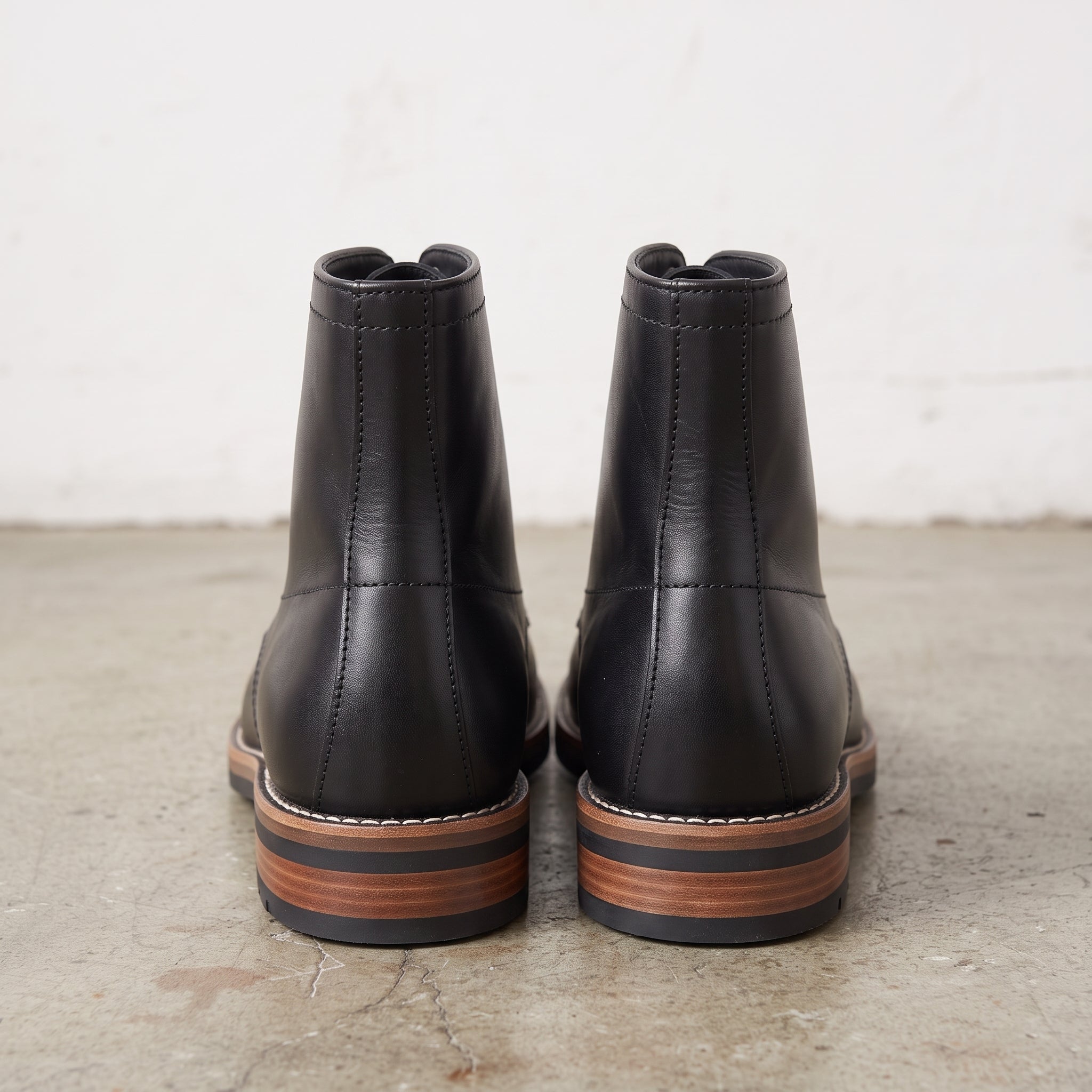 Men's Black Cap-Toe Leather Boots — Falmer