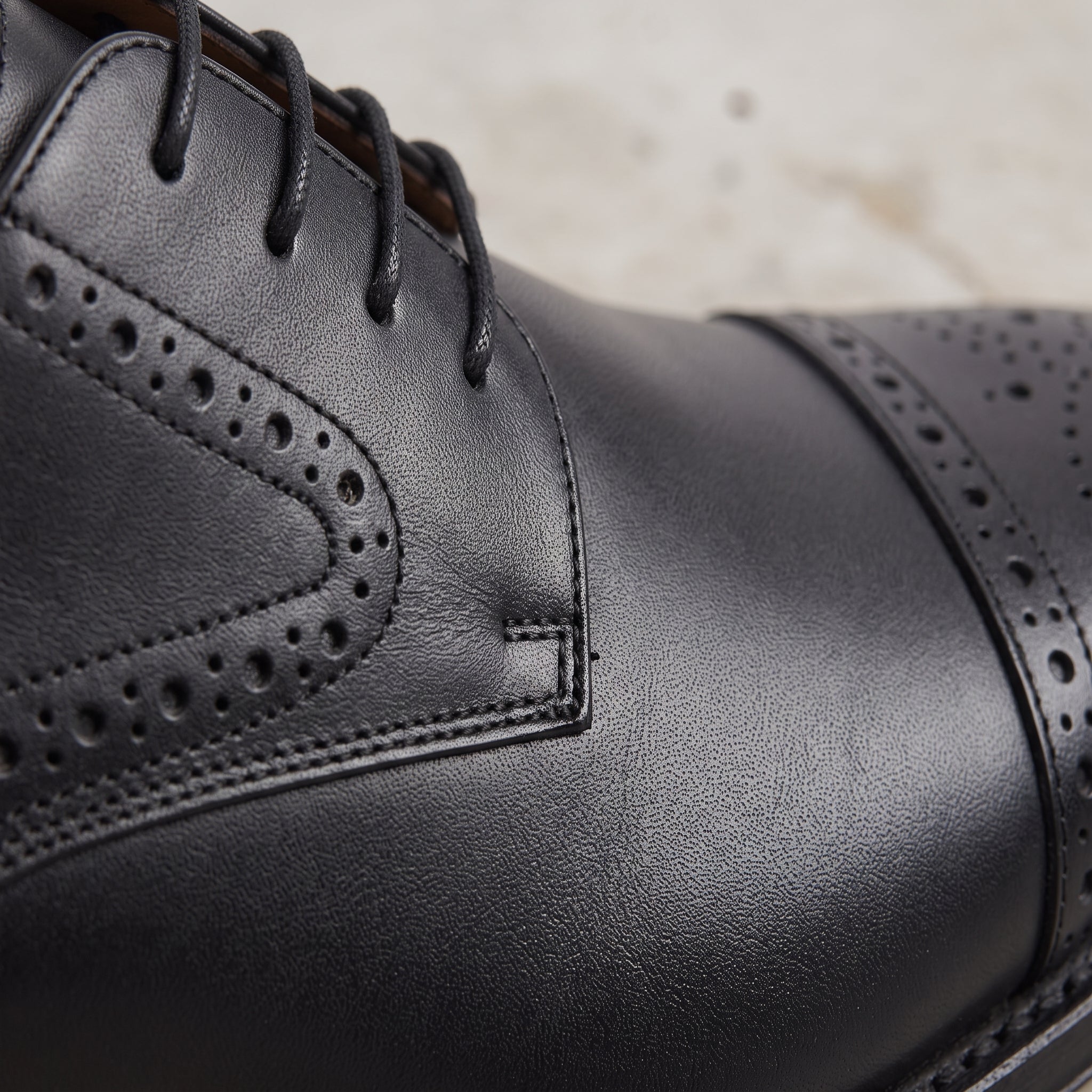 Men's Black Cap-Toe Leather Brogue Derbys — Foote