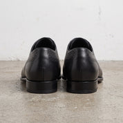 Men's Black Cap-Toe Pebbled Leather Brogue Oxfords — Faversham