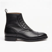 Men's Black Cap-Toe Leather Button Boots — Attleborough