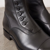 Men's Black Cap-Toe Leather Button Boots — Attleborough