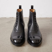 Men's Black Cap-Toe Leather Button Boots — Attleborough