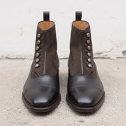 Men's Black Cap-Toe Leather Button Boots — Barnett