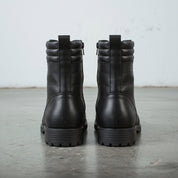 Men's Black Cap-Toe Leather Combat Boots — Storey