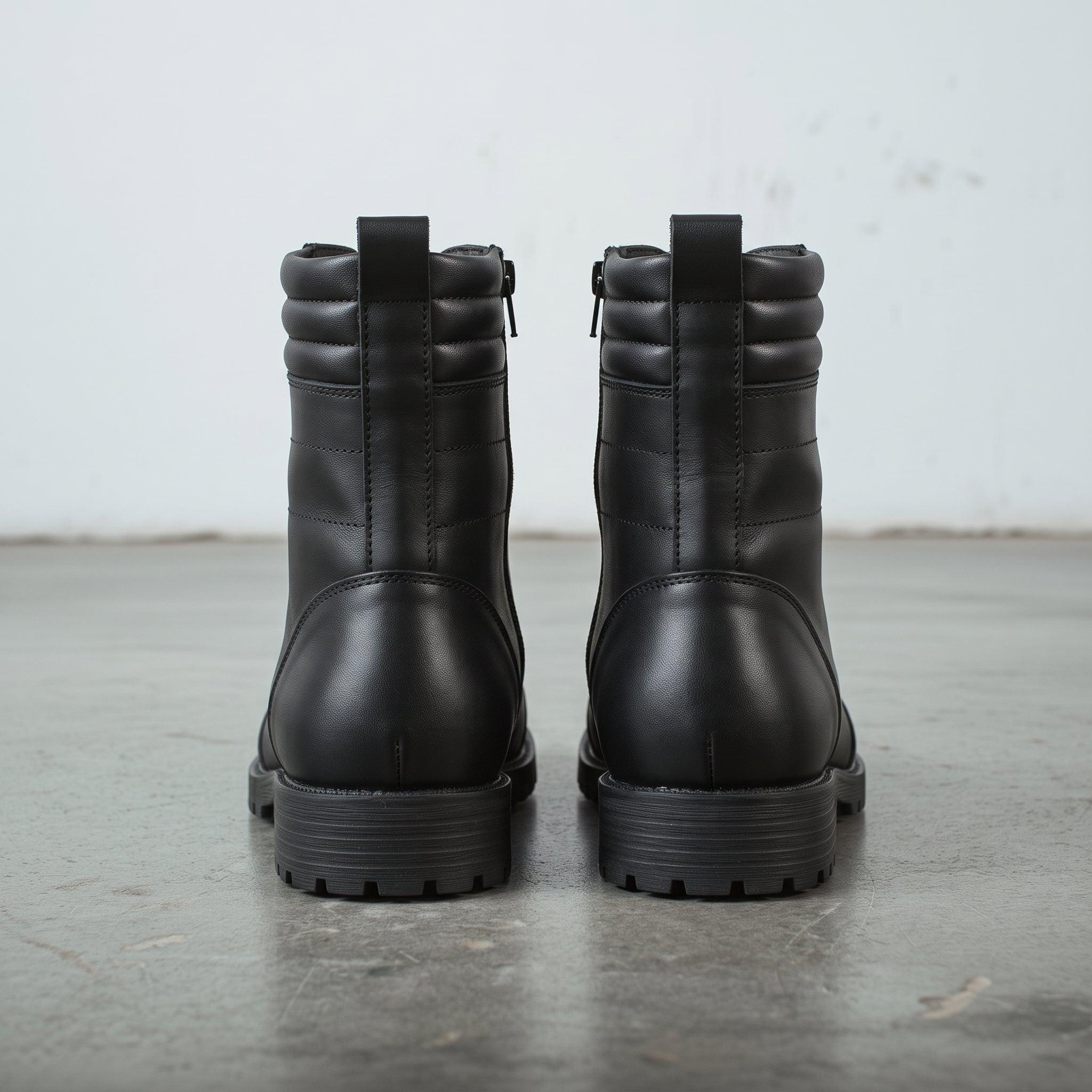 Men's Black Cap-Toe Leather Combat Boots — Storey