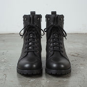 Men's Black Cap-Toe Leather Combat Boots — Storey