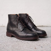 Men's Black Cap-Toe Leather Derby Ankle Boots — Ickleton