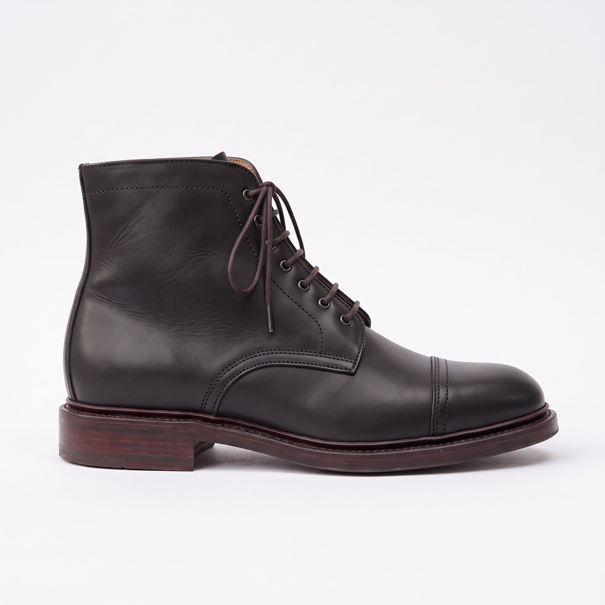 Men's Black Cap-Toe Leather Derby Ankle Boots — Ickleton