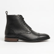 Men's Black Cap-Toe Leather Derby Boots — Eltham