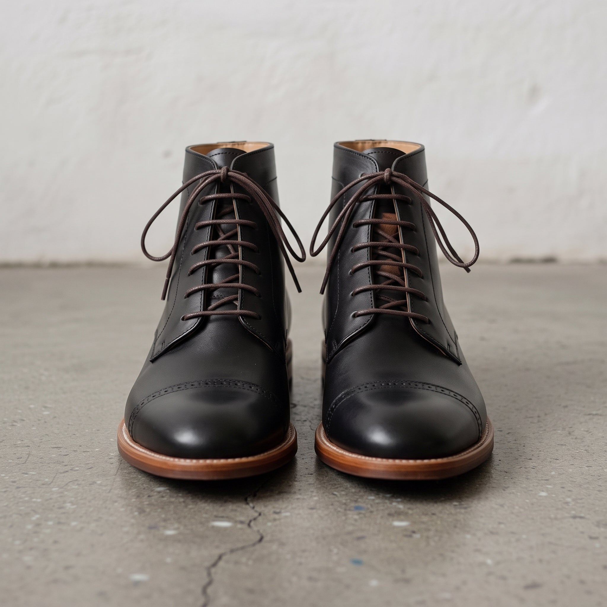 Men's Black Cap-Toe Leather Oxford Boots — Talbot