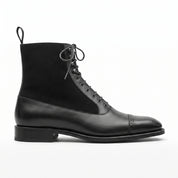 Men's Black Cap-Toe Leather Derby Boots — Wyndham