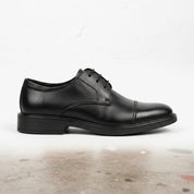Men's Black Cap-Toe Patent Leather Derbys — Manners