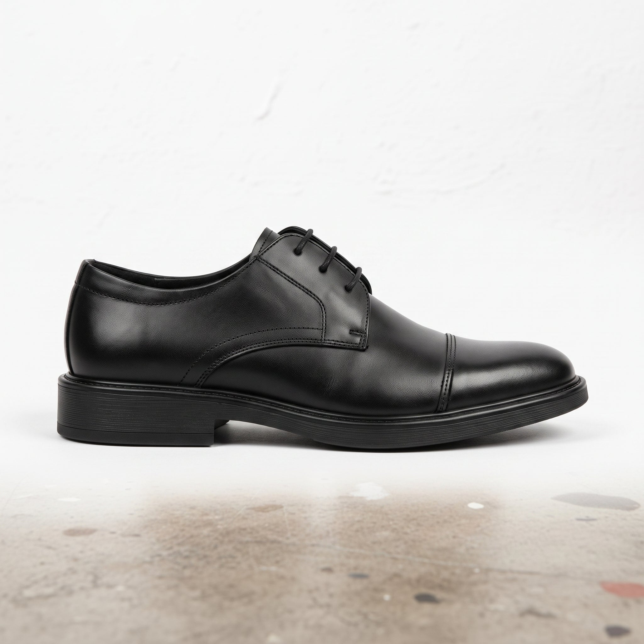 Men's Black Cap-Toe Patent Leather Derbys — Manners