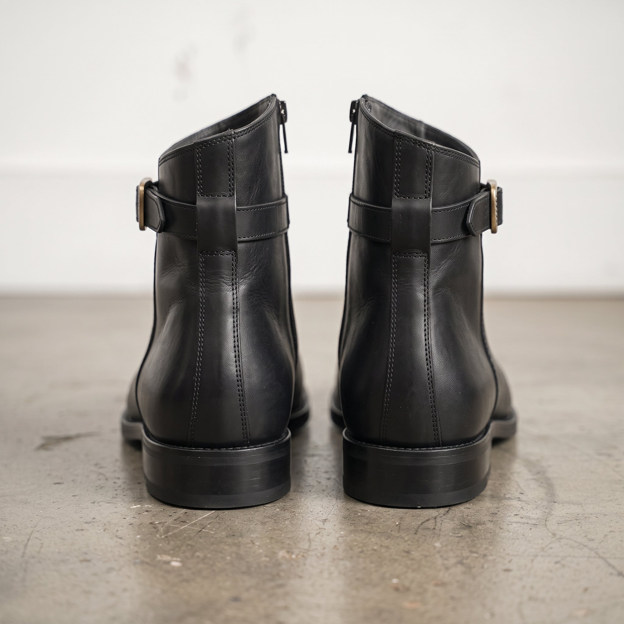 Men's Black Cap-Toe Leather Zip Jodhpur Boots — Reynolds