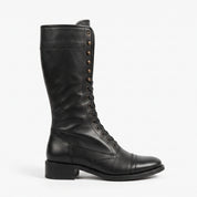 Men's Black Cap-Toe Leather Knee-High Field Boots — Beckham