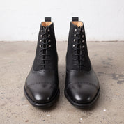 Men's Black Cap-Toe Leather Lace-Up Boots — Newington