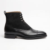 Men's Black Cap-Toe Leather Lace-Up Boots — Newington