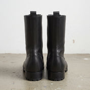 Men's Black Cap-Toe Leather Combat Boots — Purcell