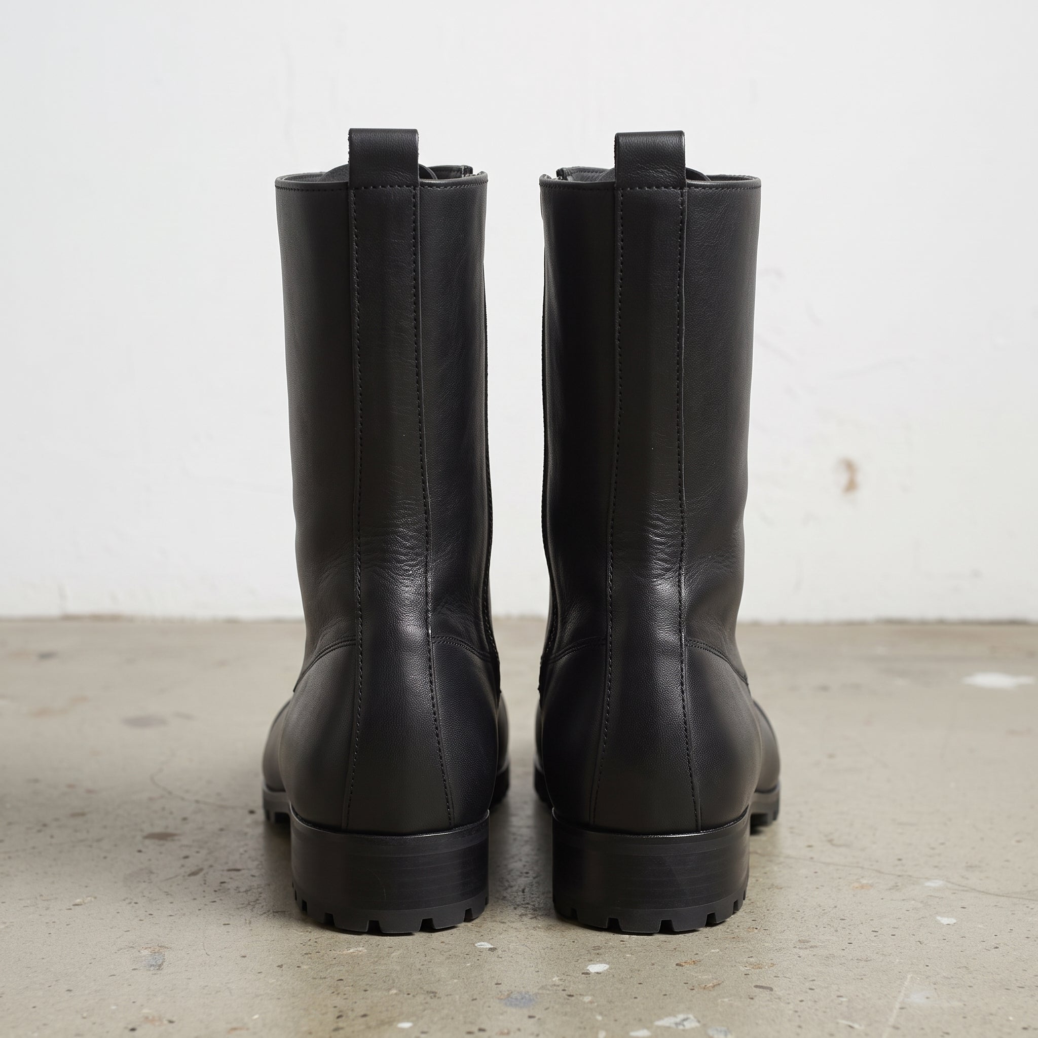 Men's Black Cap-Toe Leather Combat Boots — Purcell