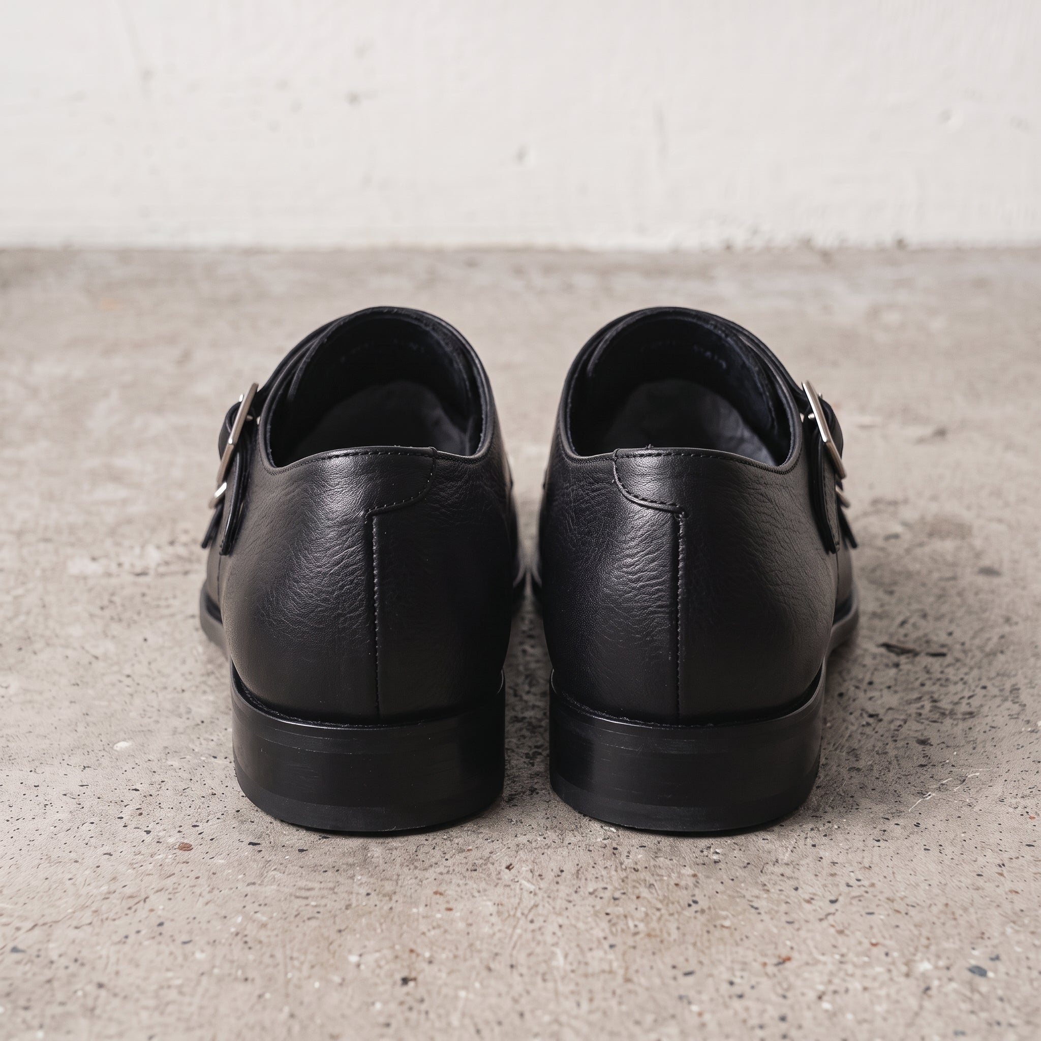 Men's Black Cap-Toe Leather Monk Shoes — Eade
