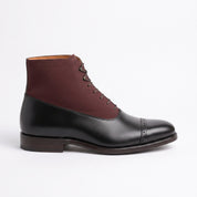 Men's Black and Burgundy Cap-Toe Leather Oxford Boots — Adlard