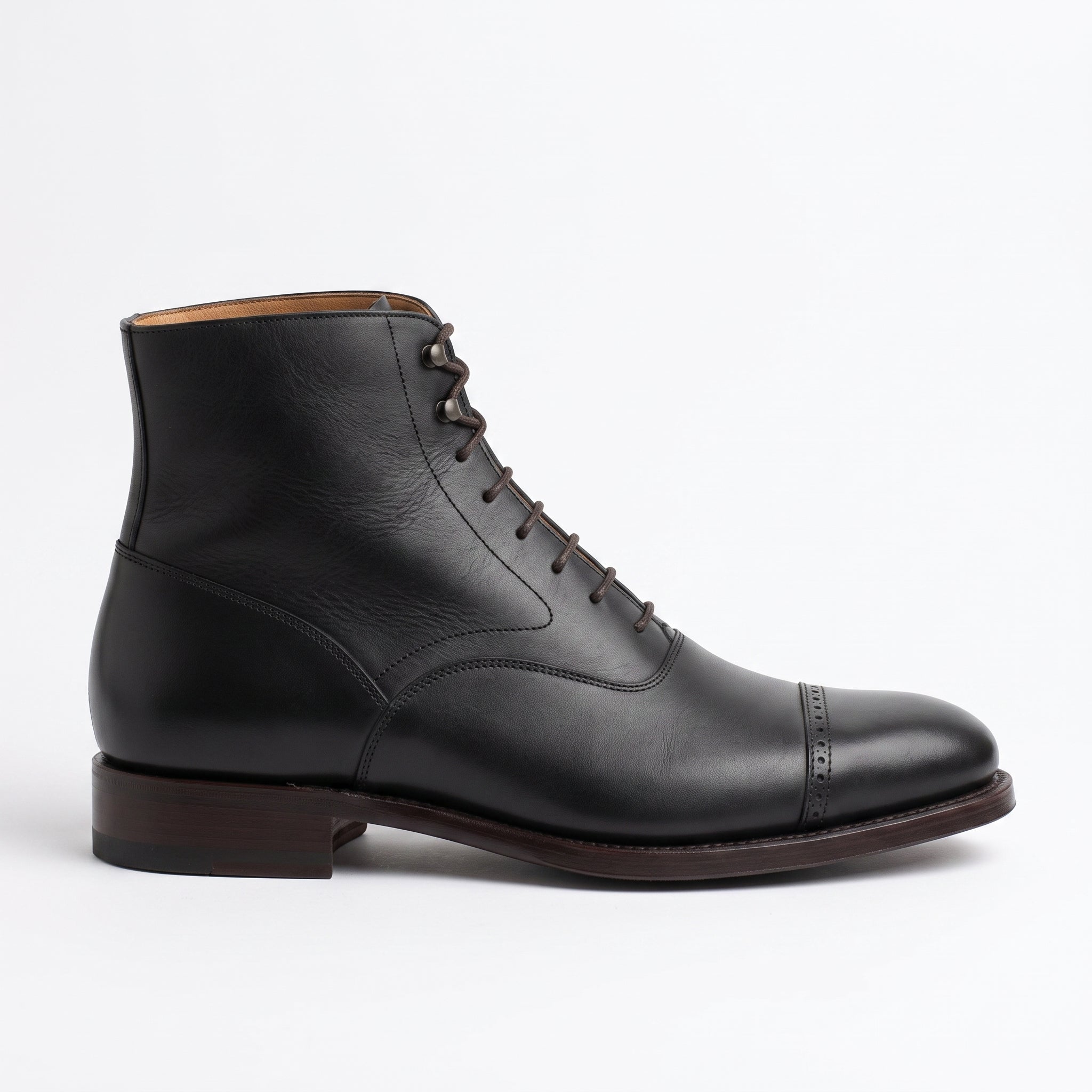 Men's Black Cap-Toe Leather Oxford Boots — Ashchurch