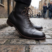 Men's Black Cap-Toe Leather Oxford Boots — Ashchurch