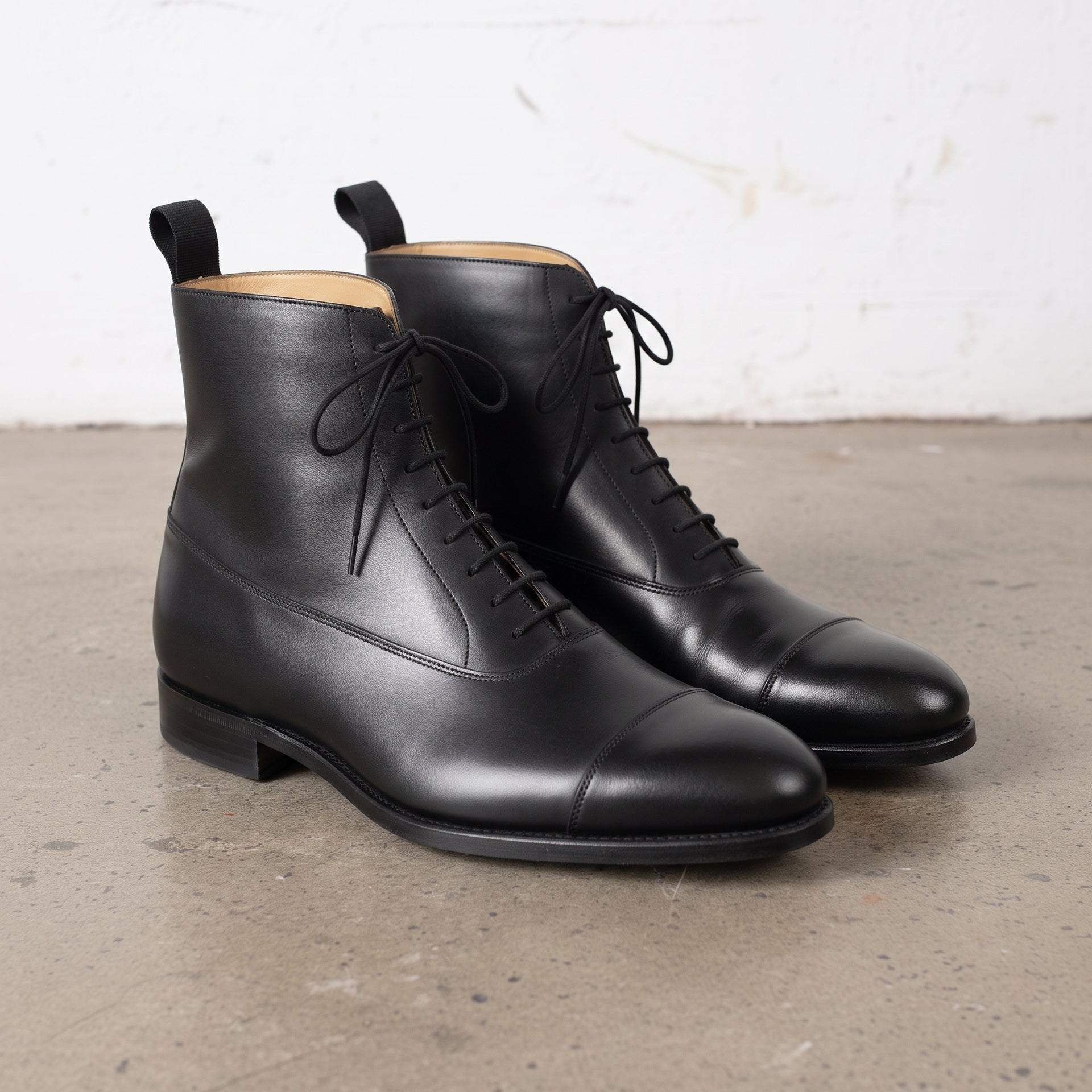 Handmade Men's Black Calfskin Tuxedo Boots