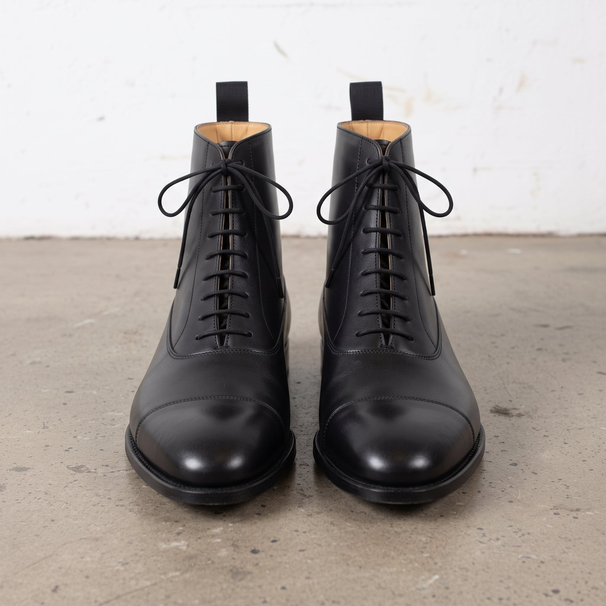 Men's Black Cap-Toe Leather Oxford Boots — Wingham