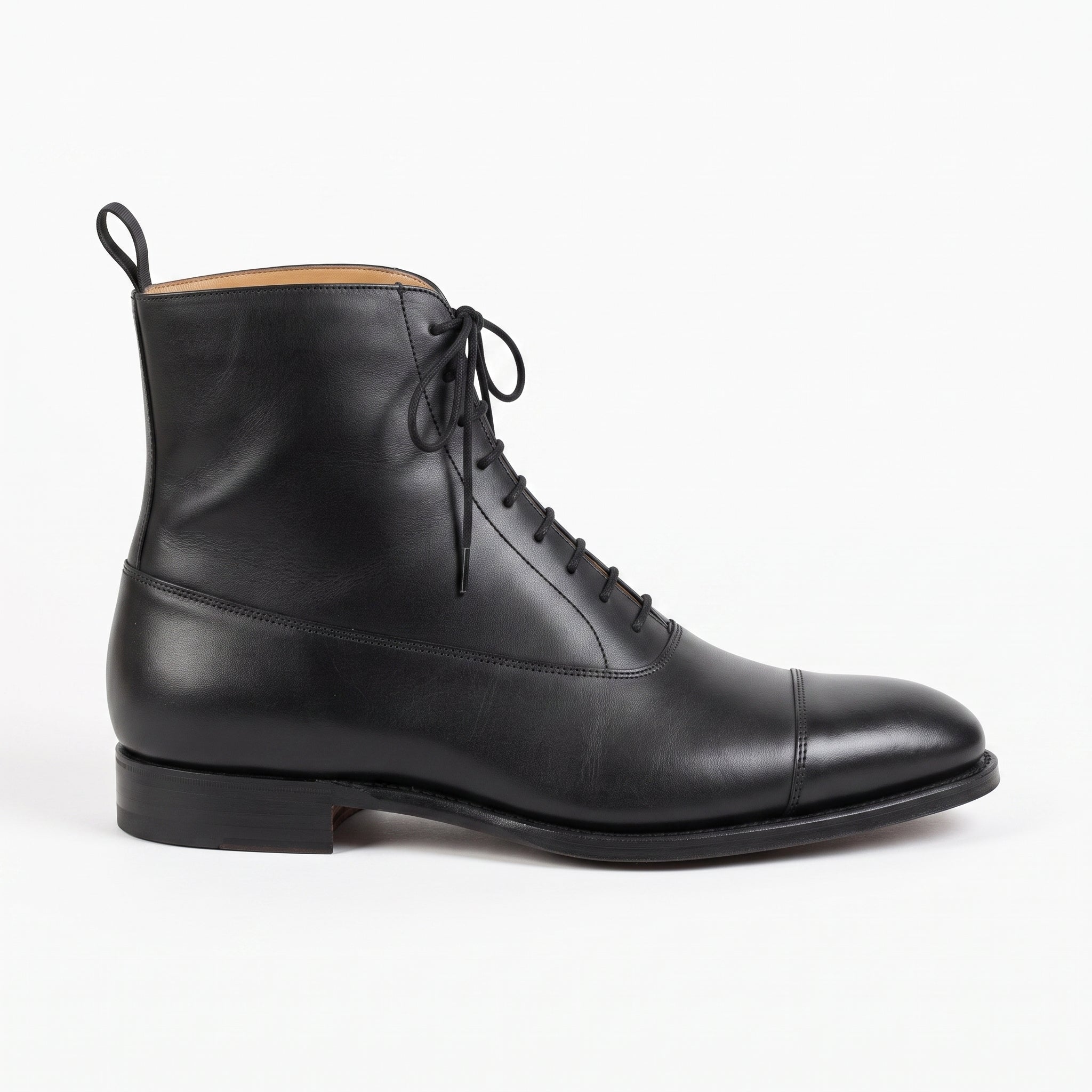 Men's Black Cap-Toe Leather Oxford Boots — Wingham