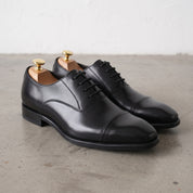 Men's Black Cap-Toe Leather Oxfords — Enright