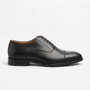 Men's Black Cap-Toe Leather Oxfords — Hackett